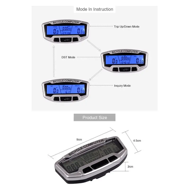 SunDING велосипедный Спидометр проводной компьютер Stopwach одометр ЖК экран Синяя