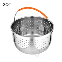 2 in 1kitchen steamer basket for pressure cooker stainless steel vegetable cleaning drainer with silicone handle