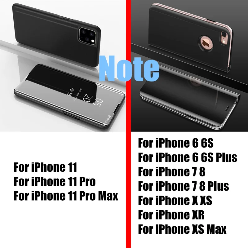 Роскошный умный зеркальный флип чехол для телефона iPhone 6 6S Plus 7 8 X XR XS 11 Pro Max