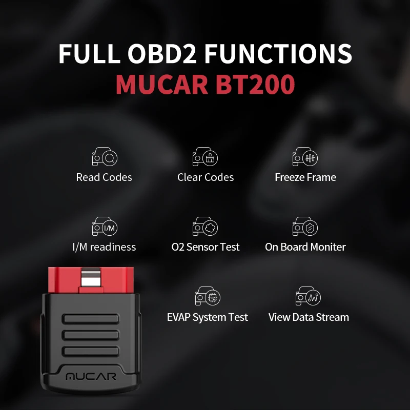 Диагностический сканер MUCAR BT200 автоматический OBD2 для всех систем с пожизненным