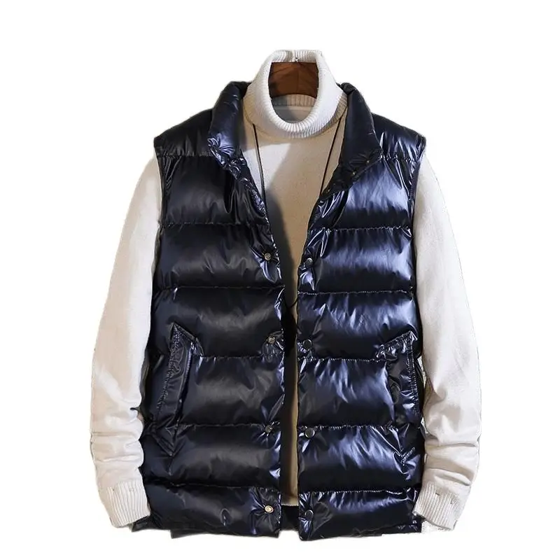 Осень зима мужской жилет Глянцевая куртка европейские Роскошные же Стиль