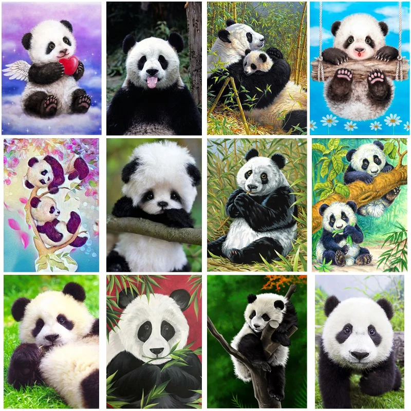 DIY 5D Diamond Painting Round Full Drill Rhinestones Mosaic Cartoon Panda Embroidery Animal Cross Stitch Gift Home Decor | Дом и сад