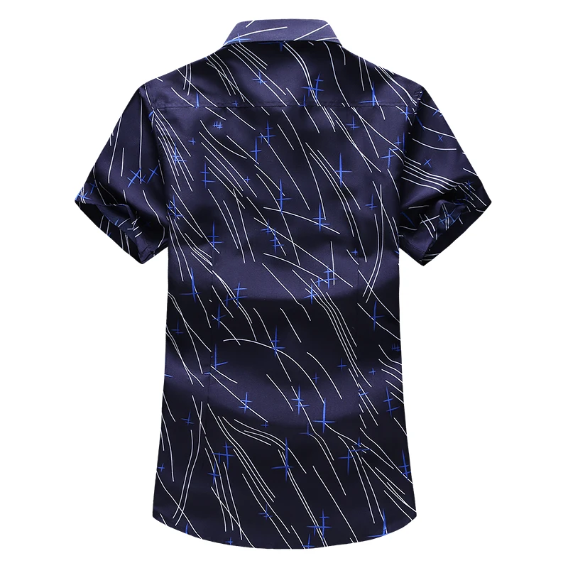 Мужская приталенная рубашка с принтом летняя блузка короткими рукавами