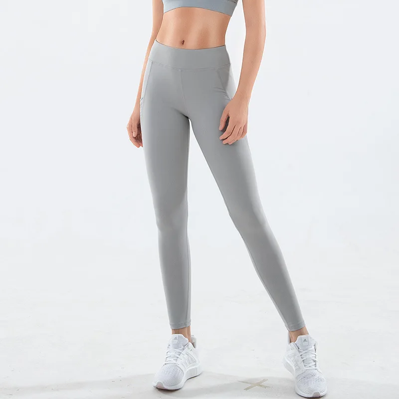 Бесшовные Спортивные Леггинсы с карманами для женщин фитнеса бега йоги штаны