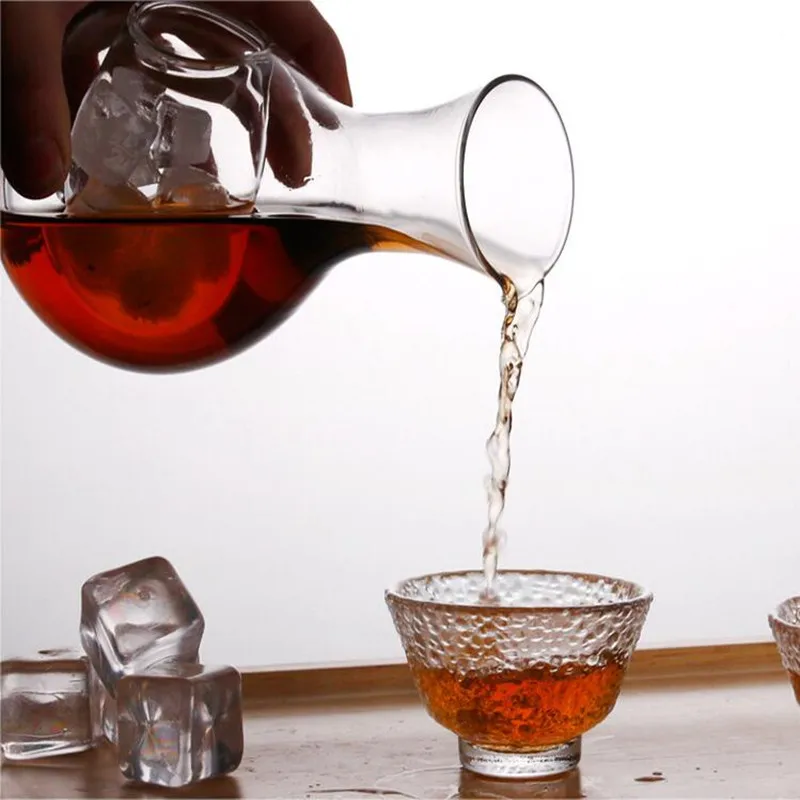 Креативная стеклянная бутылка для вина в японском стиле с отверстием большого