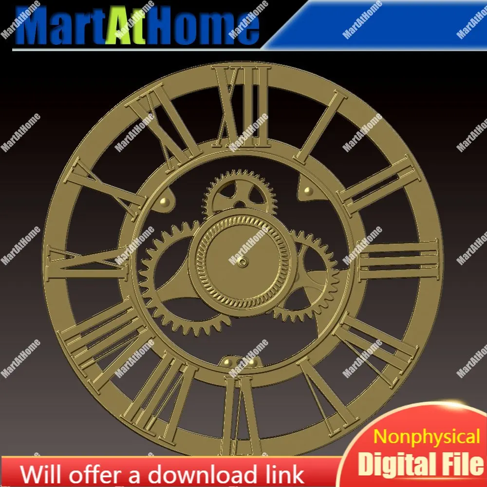 Шестерни стиль часы 3D STL модель для ЧПУ гравировки и печати рельеф поддержка ZBrush
