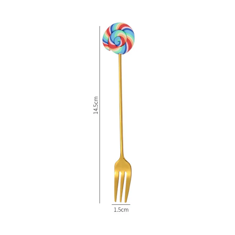 

304 Stainless Steel Coffee Spoon Lollipop Children Coffee Stirring Spoon Dinner Fruit Fork Teaspoon Dessert Tea Scoop Tableware