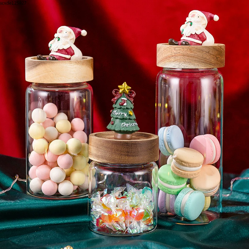 

European-style Glass Sealed Jar Santa Claus Food Storage Box Large-capacity Tea and Grain Storage Dried Fruit Candy Storage Jar