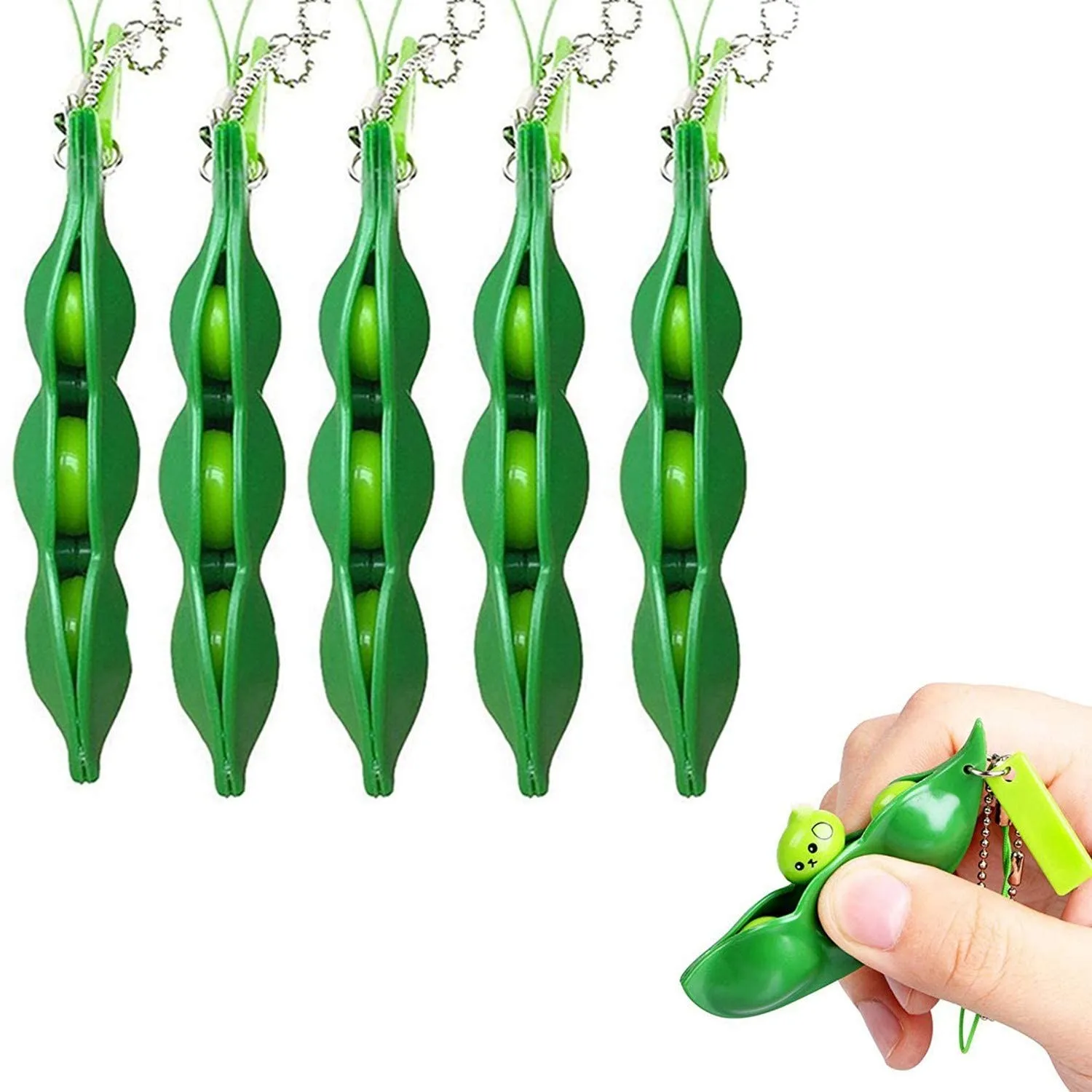 

5Pcs Fidget Toys Decompression Edamame Toys Pops-It Squishy Squeeze Peas Beans Keychain Cute Stress Adult Toy Rubber Boys Gift