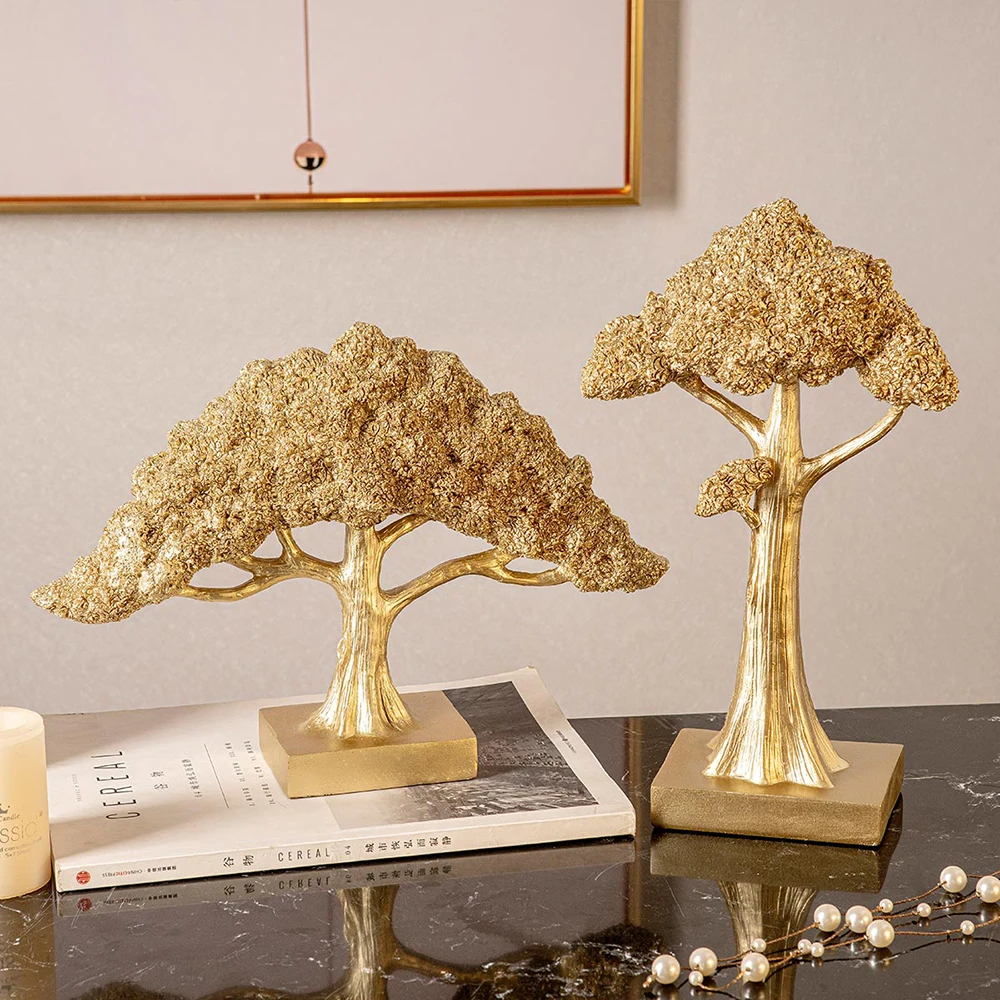 

Money Tree Decorative Statue Resin Golden Lucky Tree Cash Cow Business Crafts New Home Decor Gift Office Art Decor Sculpture