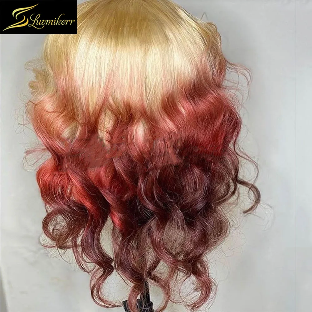 

Deep Part Ombre 613 Blonde 99j Lace Front Human Hair Wigs HD Transparent Pre Plucked Wigs For Black Women Brazilian 150 Density