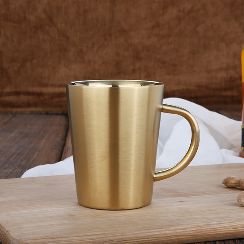 

Double Wall Stainless Steel Coffee Mug Water Milk Tea Cup With Handgrip Beer Drinking Mug Kitchen Accesssories