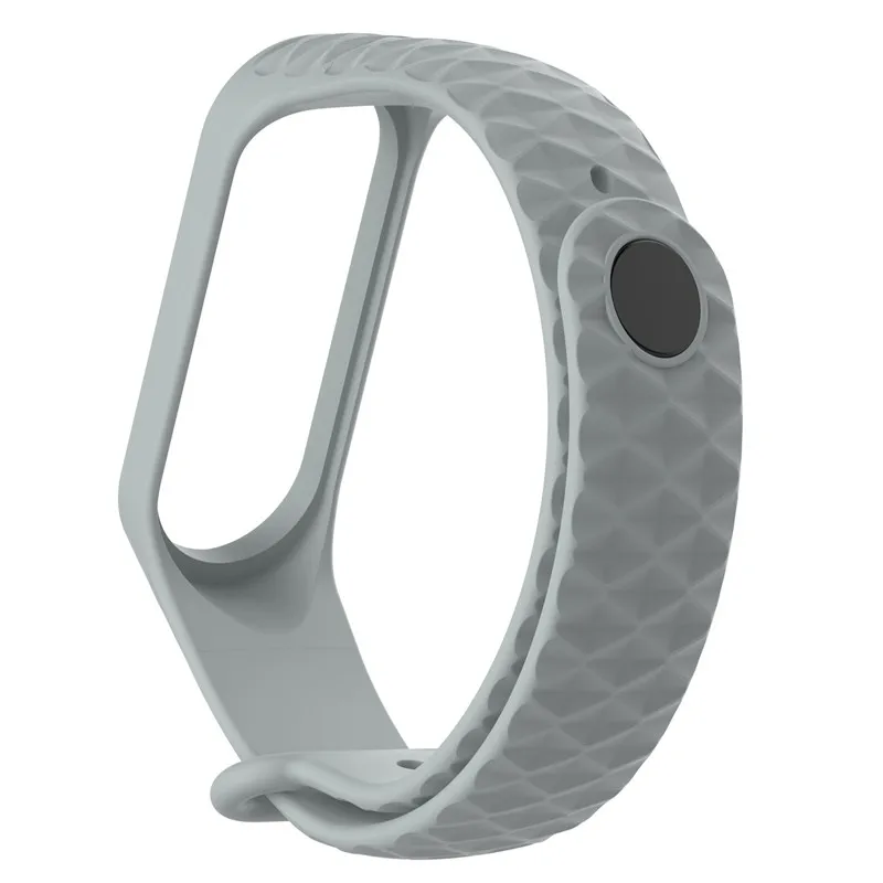 Gray Сменный Браслет для Xiaomi mi Band 4 спортивный Алмазный Узор браслет для Xiaomi mi Band 3 силиконовый ремешок умные аксессуары - Цвет ремешка: Gray