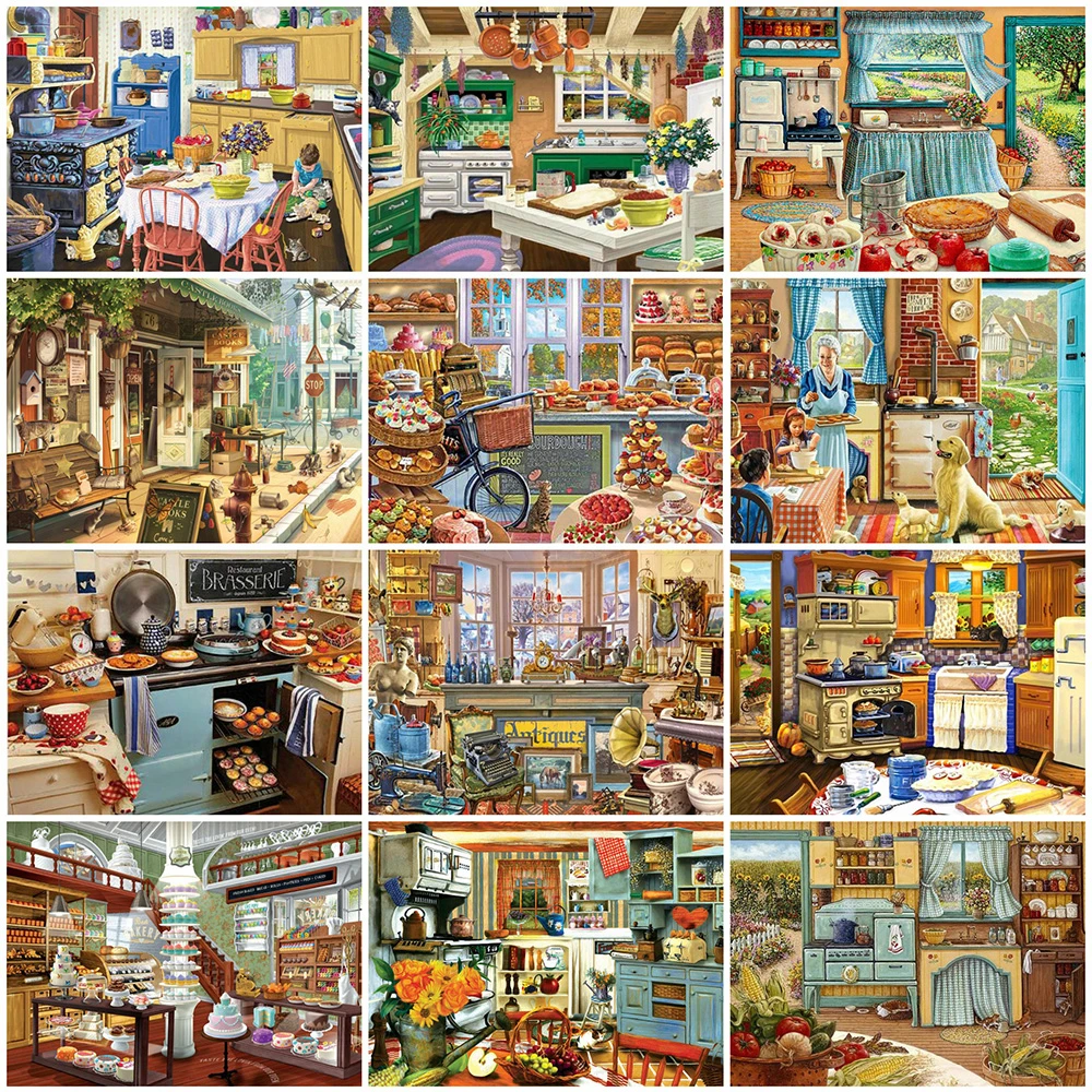 

Evershine Full Square Diamond Painting Kitchen 5D DIY Diamond Embroidery Landscape Cross Stitch Kit Home Decorations
