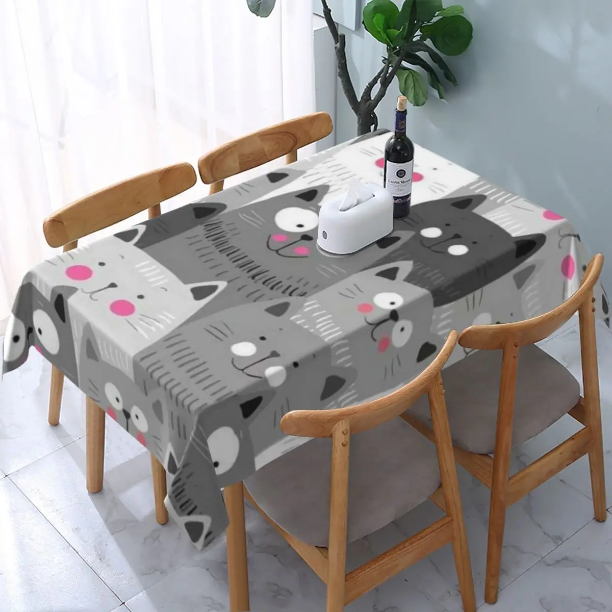 Картины многих милых кошек прямоугольная скатерть для журнального столика