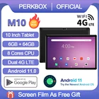 Планшет PERKBOX на Android 11,0, ультрабыстрый планшет 10 дюймов, 6 ГБ ОЗУ 64 Гб ПЗУ, Аккумулятор 6000 мАч, поддержка Wi-Fi, Bluetooth, GPS