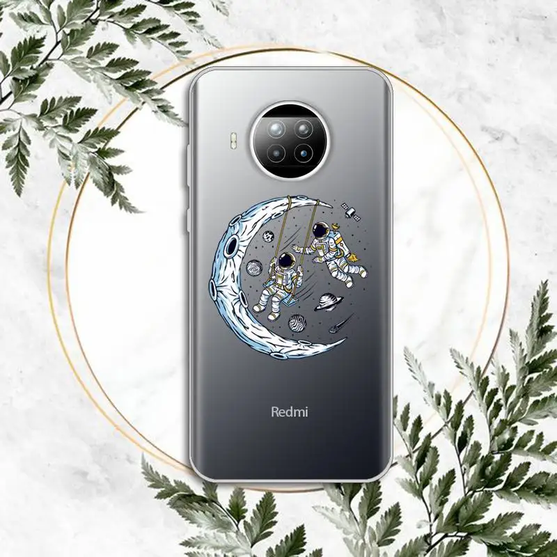 

Fun cartoon astronaut Phone Case Transparent for Xiaomi Redmi note 10 t 8 9 pro lite 11