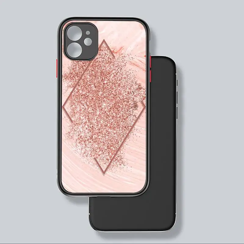 

Gold Rose Love heart Bling Phone Case black matte transparent For iPhone 7 8 x xs xr 11 12 pro plus mini max Clear Funda