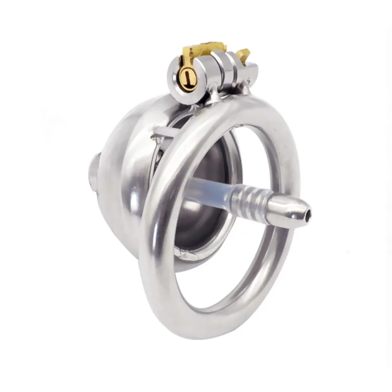 

Stainless Steel Male Chastity Device Belt Lock Cock Cage Penis Ring Holy Trainer With Catheter Urethral Locks Fetish Sex Toys