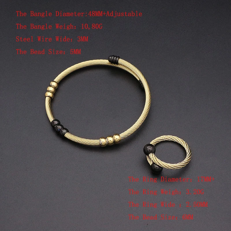 JSBAO New Arrivals Rose Gold Black Color Stainless Steel Cuff Bracelets Women Bracelet Ring Jewelry Set For | Украшения и