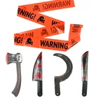 Линия Предупреждение на Хэллоуин знак черепа, зомби, вампир, декор для вечерние, нож, реквизит, дверь, печать, реквизит для дома с привидениями