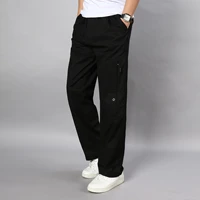 summer cotton cargo pants oversized straight fit large size 5xl side pockets wide leg male work trousers comfortable solid color