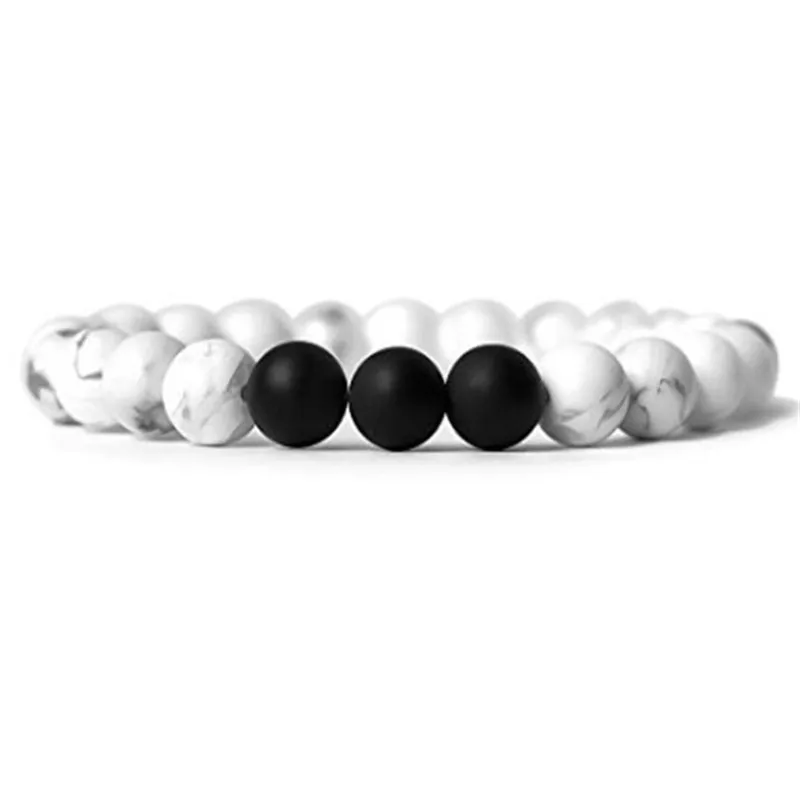 8 mm white Топ Восемь браслет с планетами мужские бусины из натурального камня Вселенная Солнечная галактика Браслет Чакра для женщин ювелирные изделия - Окраска металла: 8 mm white