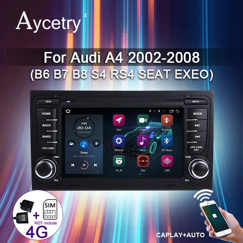Автомагнитола PX6 2 din android 10 с экраном для Audi A4 B6 S4 B7 RS4 Seat Exeo 2002 2012|Автомагнитолы| |