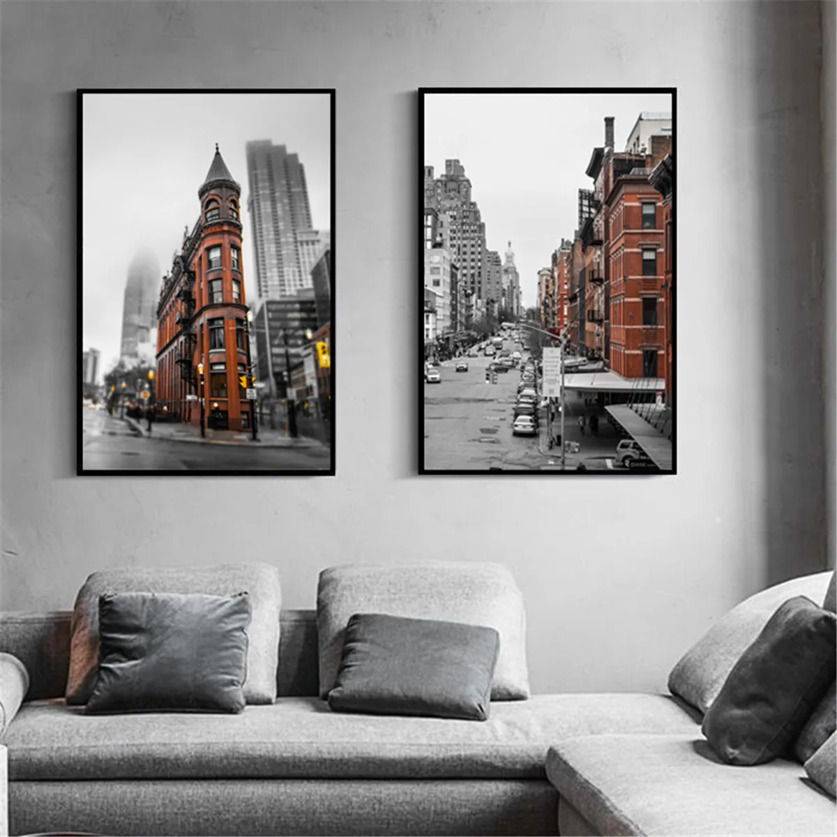 Brick Red Modern Architecture Poster Canvas Print Painting Wall Art Living Room Home Decoration | Дом и сад