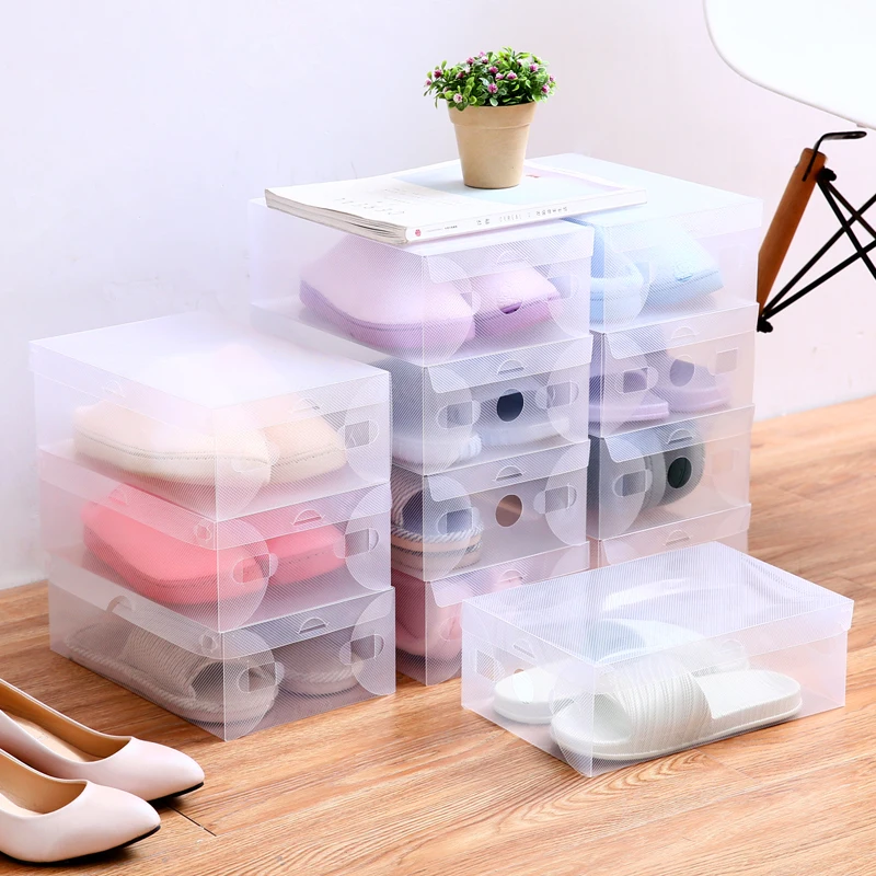 Прозрачный пластиковый ящик для обуви пылезащитный влагостойкий Простой