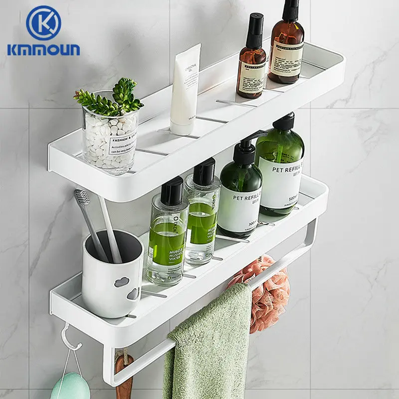 Полка для ванной настенная алюминиевая белая угловая полка комнаты кухонная