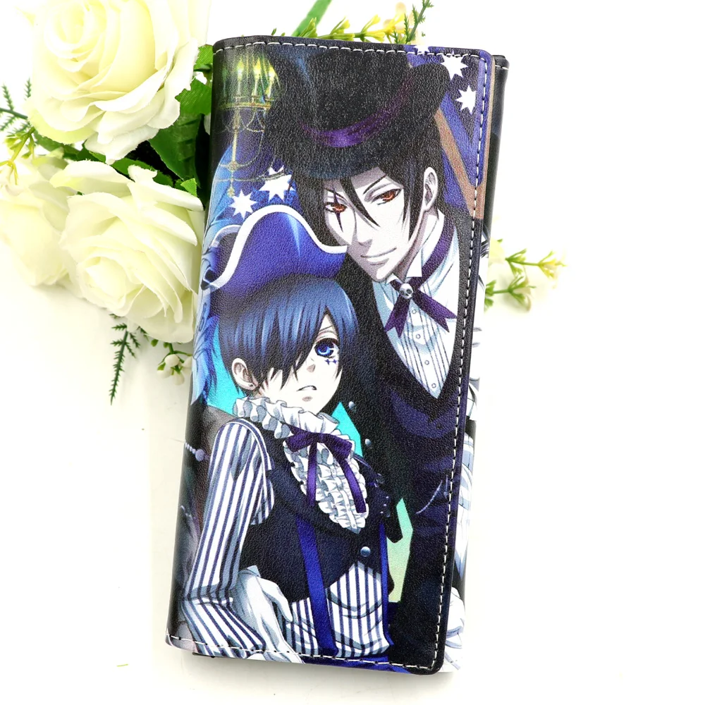 

Black Butler Anime Synthetic Leather Wallet Ciel Phantomhive and Sebastian Michaelis Long Purse with Hasp