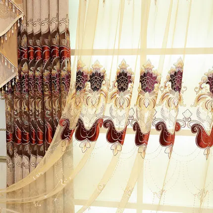 Роскошный вышитый занавес для гостиной полу затененный пол занавески спальни
