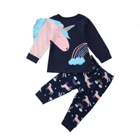 new toddler kids baby girls unicorn top pants outfits pajamas homewear sleepwear