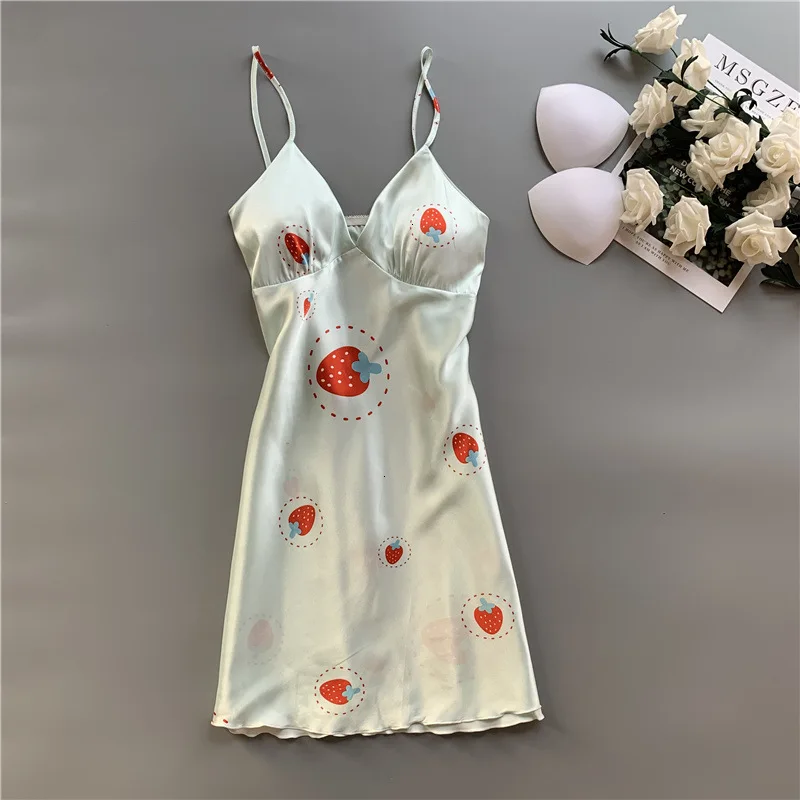 Сексуальная ночная рубашка с глубоким v-образным вырезом атласная мягкая |