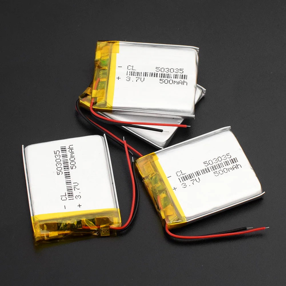 

2PCS 503035 3.7v 500mah lithium polymer battery 3 7V volt li po ion lipo rechargeable batteries for dvd GPS navigation