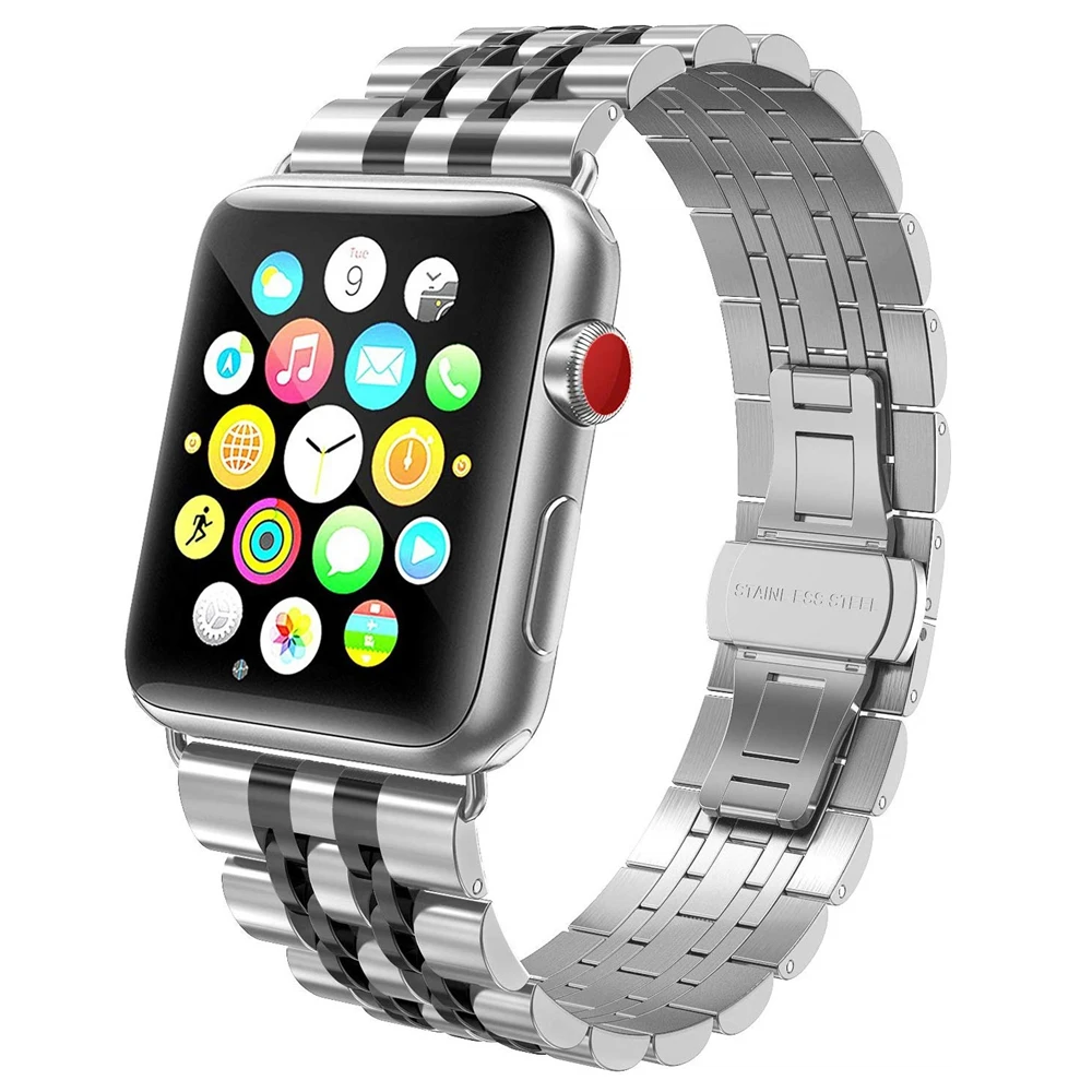

Браслет из нержавеющей стали для Apple Watch 44 мм, деловой металлический ремешок, звеньевой браслет для Iwatch Series 5 4 40 мм