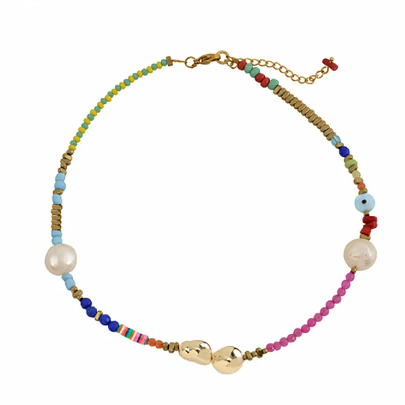 Модные звенья цепи bijoux Ожерелье из нержавеющей стали богемная жемчужная подвеска в стиле барокко ожерелье весна-слинг закрытие MATERA ожерелье - Окраска металла: 26