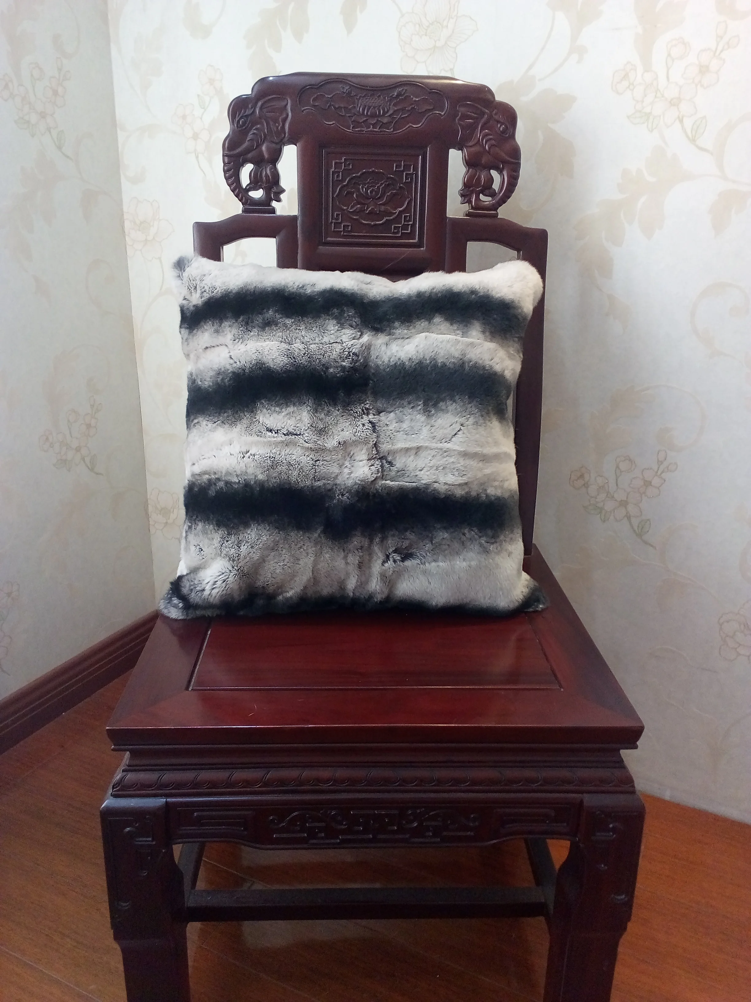 Серые полосы из меха кролика рекс подушки натурального Подушка 16 ''X 16'' 18
