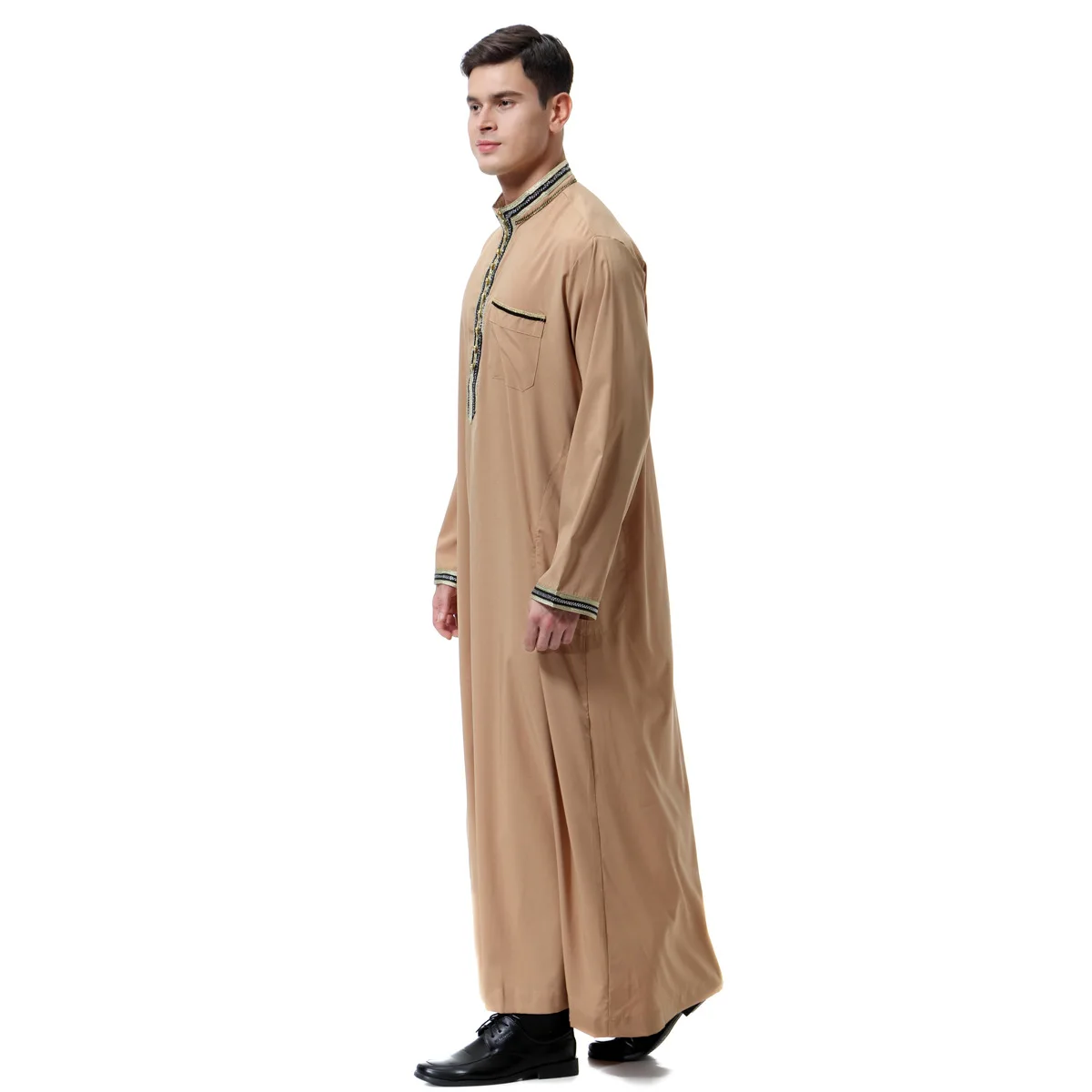 New Solid Arabic Long Robes For Men Saudi Arabia Jubba Thobe Kaftan Middle East Islamic Clothes Muslim Arab Abaya Dubai Dress