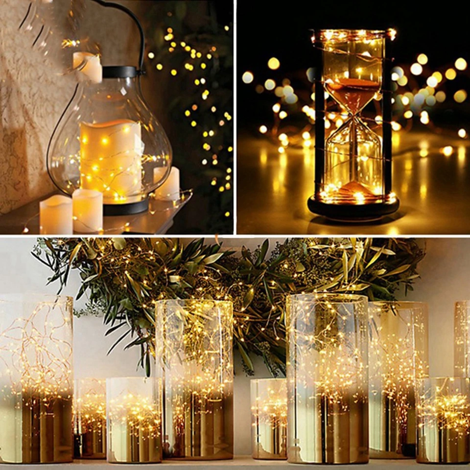 

LED String Light Remote Control 5M/10M 50/100LED Fairy String Light Silver line for Wedding Christmas Holiday Decor lamp