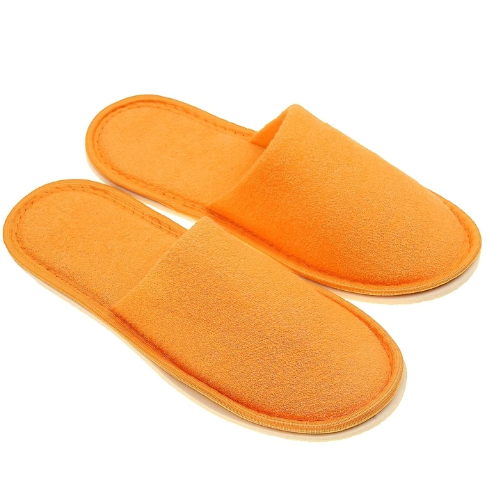 Тапочки махровые закрытые цвет персик размер 36-38 | Обувь