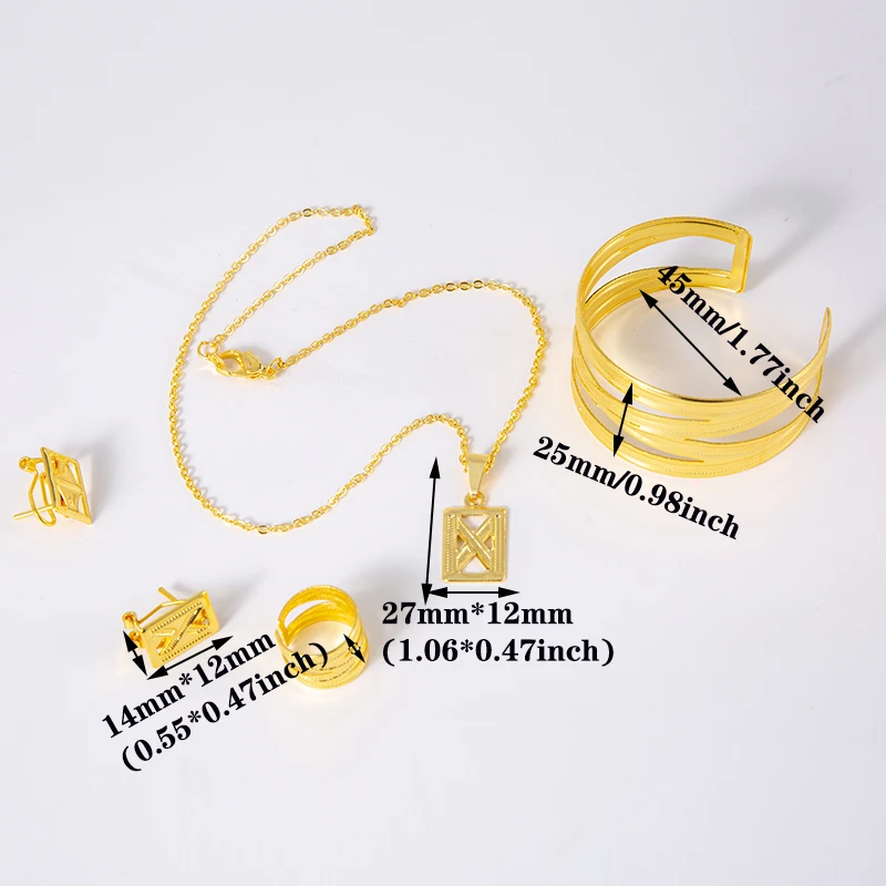 Ювелирные наборы из Дубая для женщин и девочек золотистые браслеты серьги детей