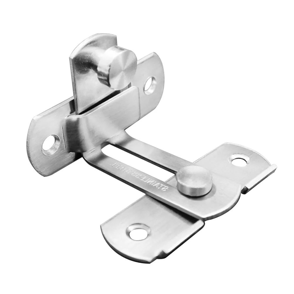 

Chain Hotel Latch Push Pull Door Lock 90 Degree Stainless Steel Clasp Sliding Shift Cabinet Home Security Tools Button
