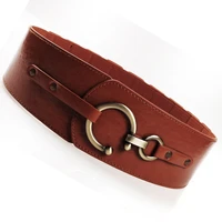 luxury vintage cummerbunds large fake pin buckle decorative wide belts for women dresses female pu leather elastic waist belt