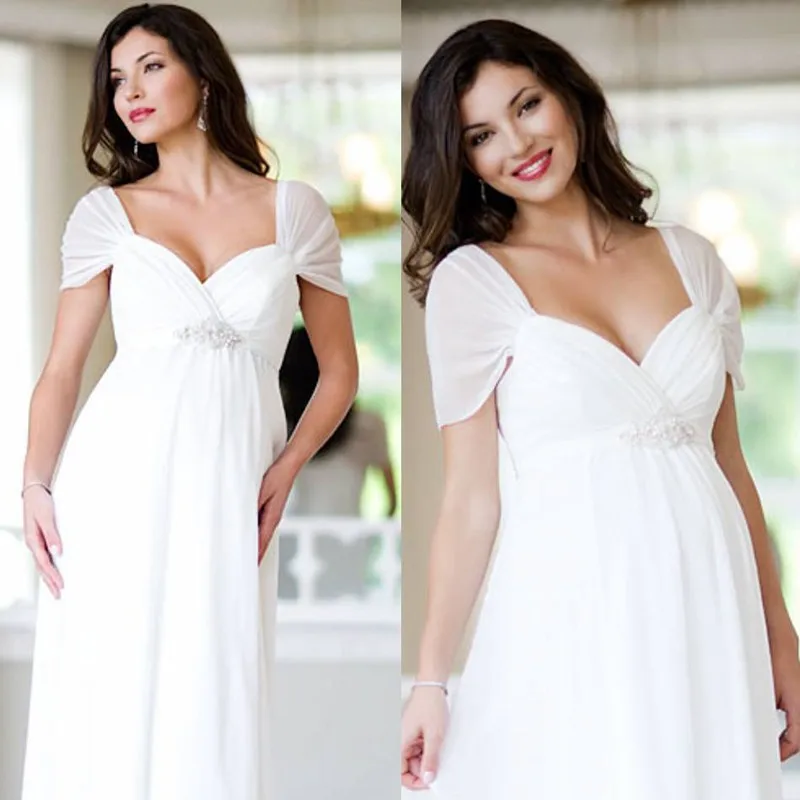 

vestido de noiva cheap sexy brides gown for pregnant women cap sleeve plus size bridal gown 2018 mother of the bride dresses
