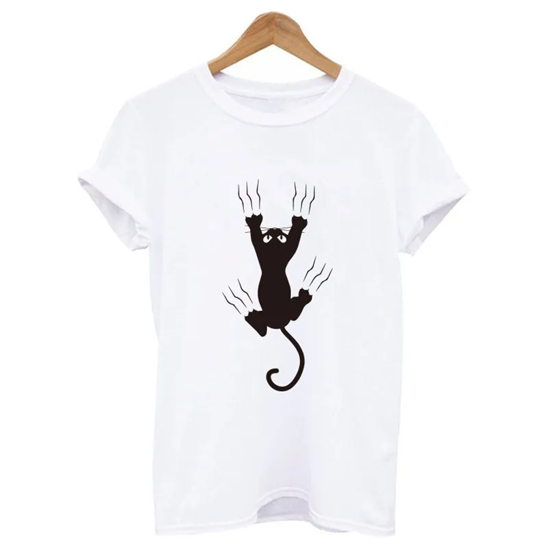 

Women Funny Cute Cat Soft Streetwear Top Crew Neck Tee Graphics Slogan Summer Cotton Floral Aesthetic T-Shirt