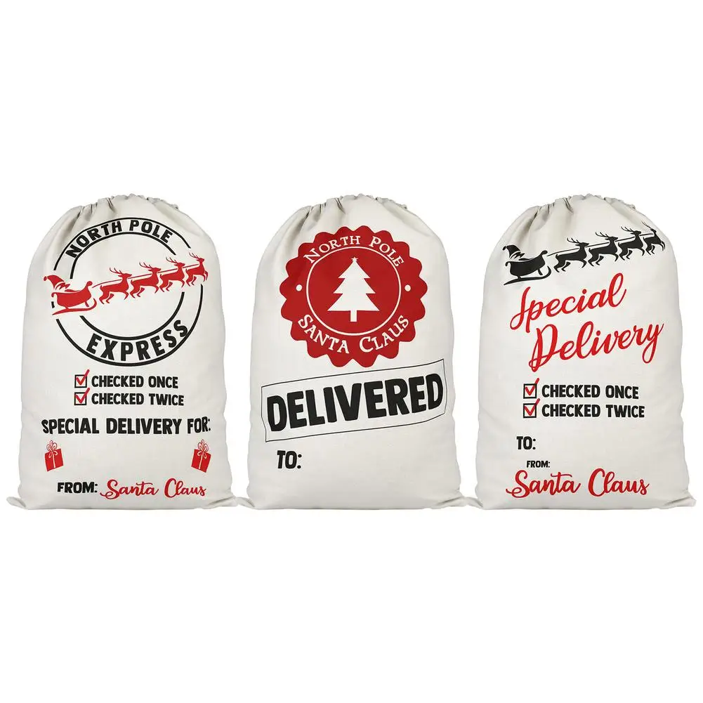 

Рождественская парусиновая Подарочная сумка, многоразовая парусиновая Подарочная сумка в форме Санты, большая рождественская парусиновая...
