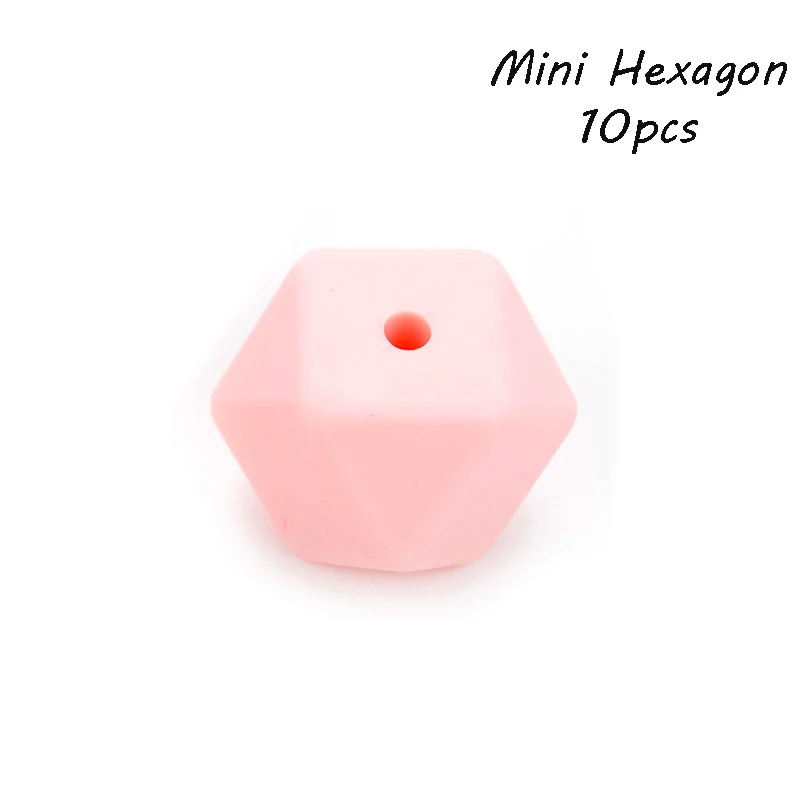 Rose quartz LOFCA 10 шт. Пищевая силиконовая бусина мини шестиугольник зубной прорезыватель для малышей Прорезыватель зубов игрушки Бусы, не содержат Бисфенол А Соска-Подвеска для DIY - Цвет: Rose quartz