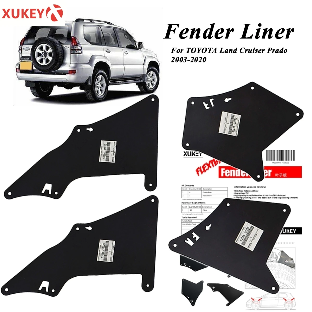 

Front Rear For Toyota Land Cruiser Prado 2003 - 2020 Car Mud Flap Splash Guard Mudflap Mudguards Fender Liners Shield Apron Seal